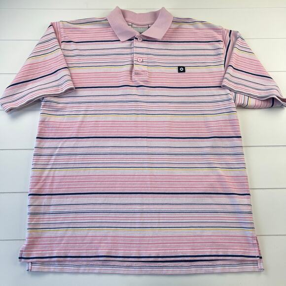 Southpole Pink Striped Polo Shirt Men's size Medium - Picture 1 of 6